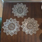 Set Of 3 Vintage Federal Glass 12 Point Flower Petal 6.5” Glass Dessert Plates