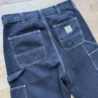 Carhartt WIP OG Single Knee Pant Black wash denim w/ white stitching Small