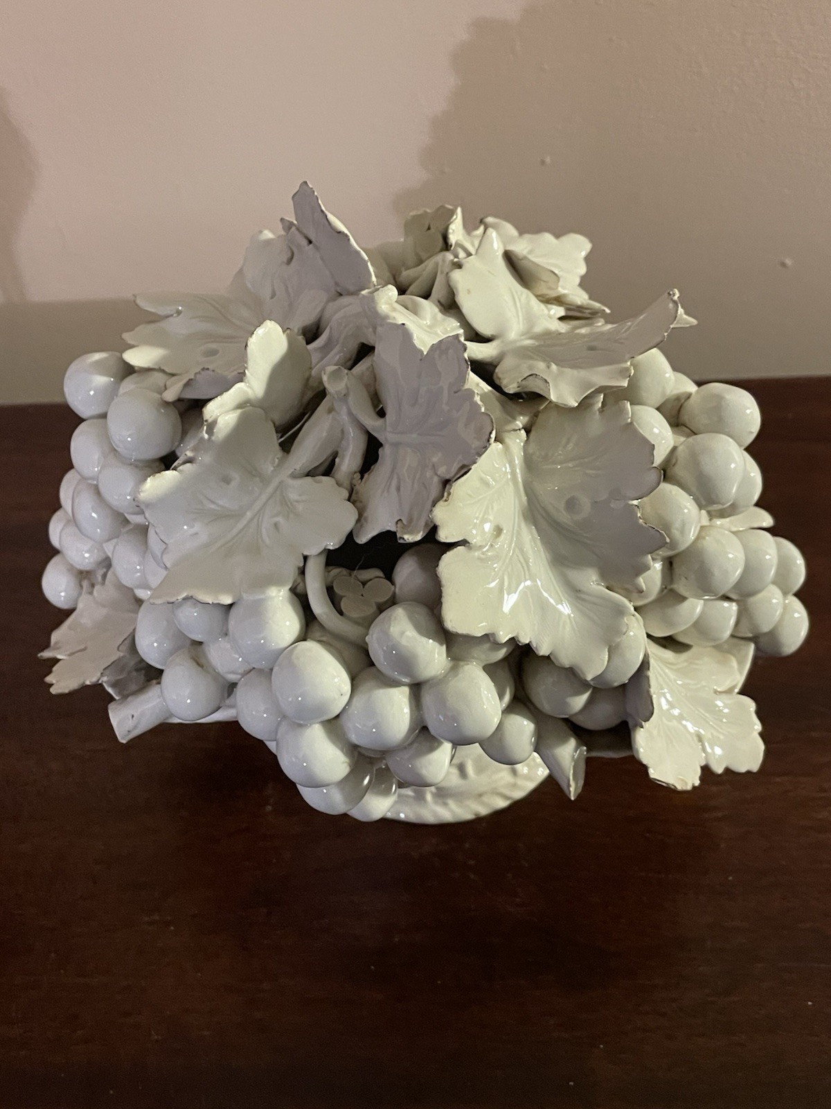 Lg Vintage 1950 Italian Blanc De Chine Porcelain Grape Centerpiece Retails $795