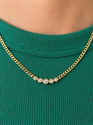14 Karat graduierte Diamant Panzerkette Halskette Gelbgold