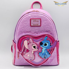 Loungefly Disney Lilo  Stitch Angel  Stitch Heart Moving Pink Mini Backpack