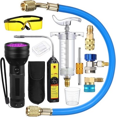 AC Leak Detector Kit for R1234yf, R134a & R410a with UV Dye & Oil Injector
