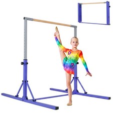 Foldable Gymnastics Bar for Kids with Wheels, 13-Level Adjustable Heights