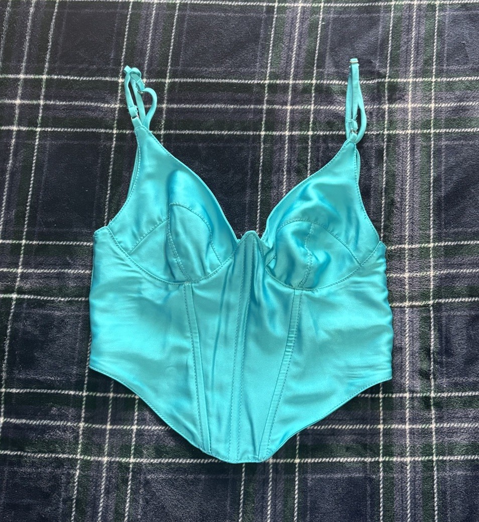 Urban Outfitters Going out Teal corset crop top Size Xs