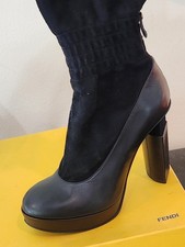 FENDI Women's Leather/Suede Boots Black Size 38.5EU