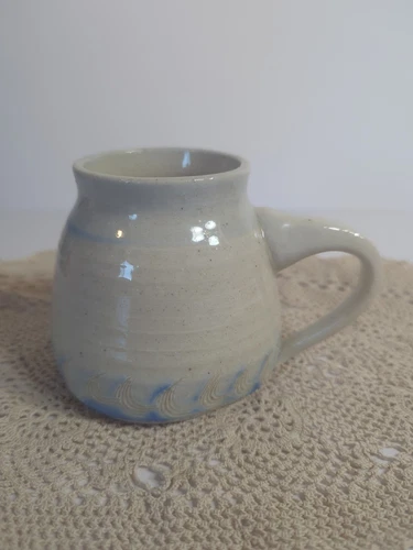 Vintage 1987 Hand Made Studio Art Pottery Coffee Mug/Planter~ Nautical Vibe/Blue