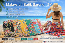 Malaysian Batik Sarong Wrap 2M Ready-To-Wear Boho Beach Cover-Up