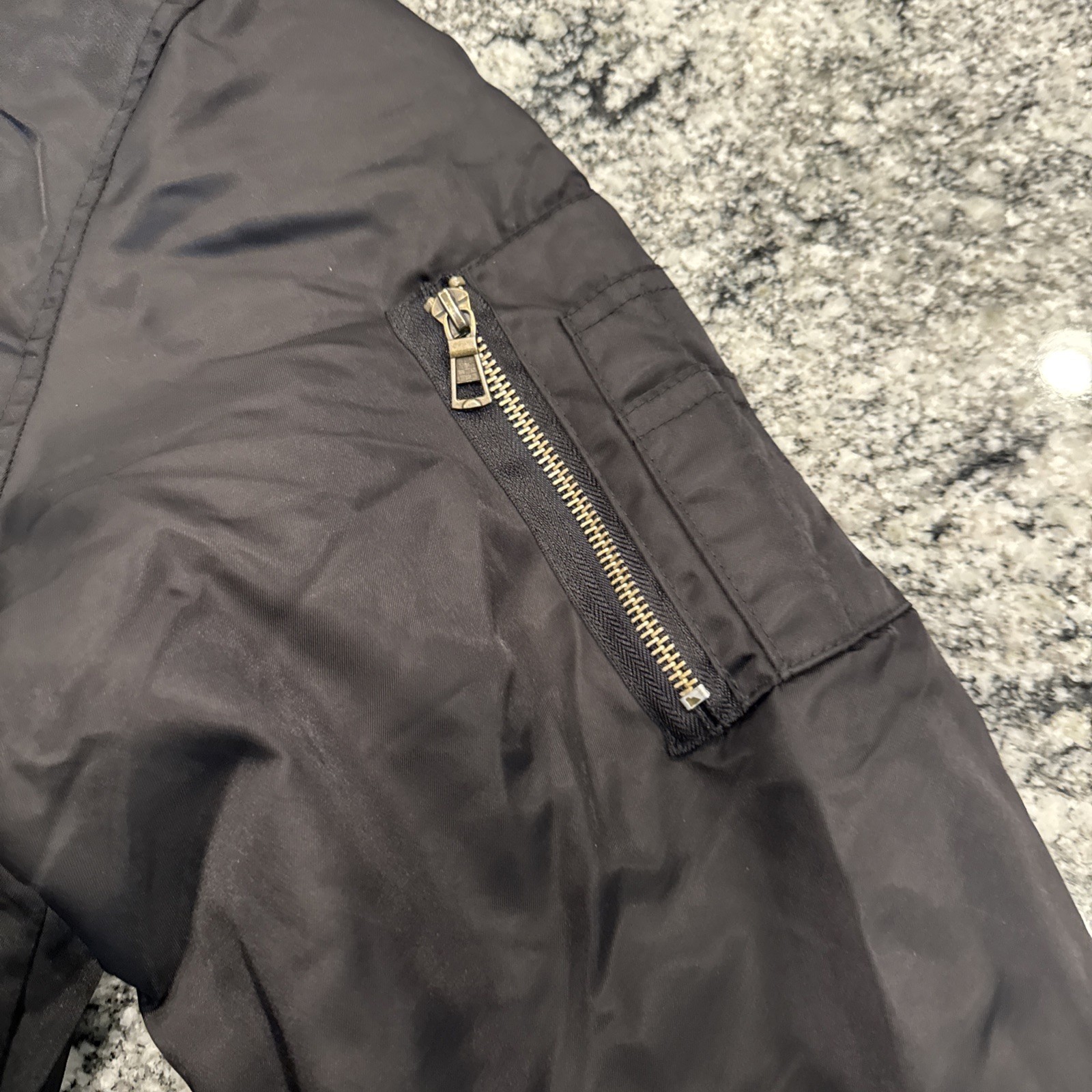 REVERSIBLE FLIGHT BOMBER JACKET With Patch BLACK … - image 3