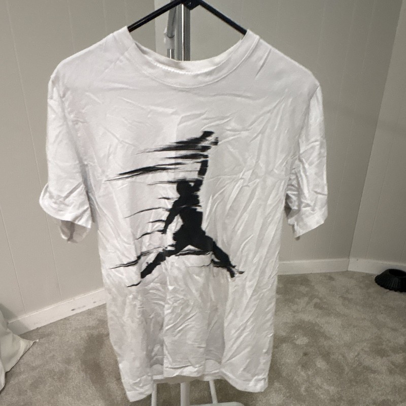 Jordan Jumpman Logo Graphic Print White Cotton Crew Neck Short Sleeve T-Shirt L