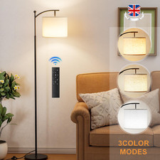 Image of Lamp Floor Lamp Free Standing Light with Bulb Linen Shade Remote Control