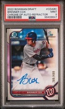 2022 Bowman Draft Chrome Draft Pick Autographs Brenner Cox Refractor /499 PSA 9