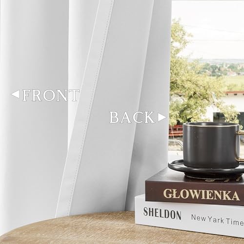  100% Blackout Solid Curtains 63 Inches Long 52"W x 63"L (Pack of 2) Pure White