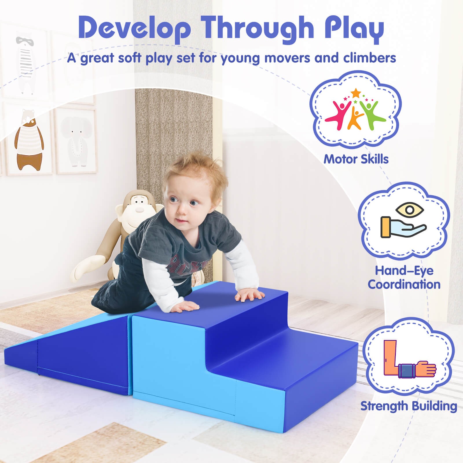Step and Slide Climber for Infants and Toddlers Baby Soft Foam Structure Blocks