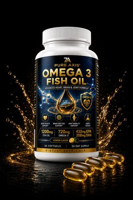 Pure Axis Omega-3 Fish Oil | Premium Dietary Supplement | 60 Softgels
