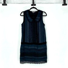 Anna Sui x Target Black Drop Waist Collared Lace Crochet Dress - Size Small