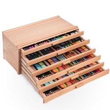 Falling in Art 6 Drawer Artist Supply Storage Box, Wooden Pastel Storage Box,...