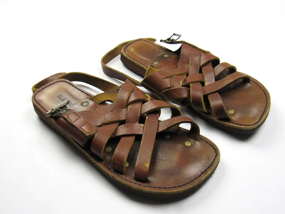 De colección Años 70 Dexter Gladiator Huaraches Hombre’s 10 Cuero Marrón Pesado Grueso Hippie Foto 2 de 4