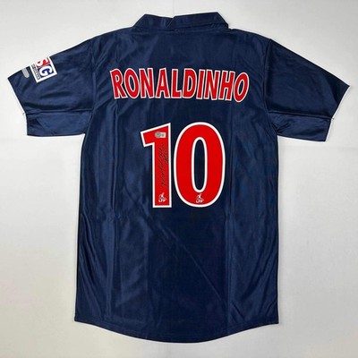 PSG ロナウジーニョ Autographed/Signed Ronaldinho PSG Paris Saint Germain Blue Jersey