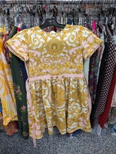 Versace Girls Barocco Medusa Gold Pink Dress EUC Luxury Designer