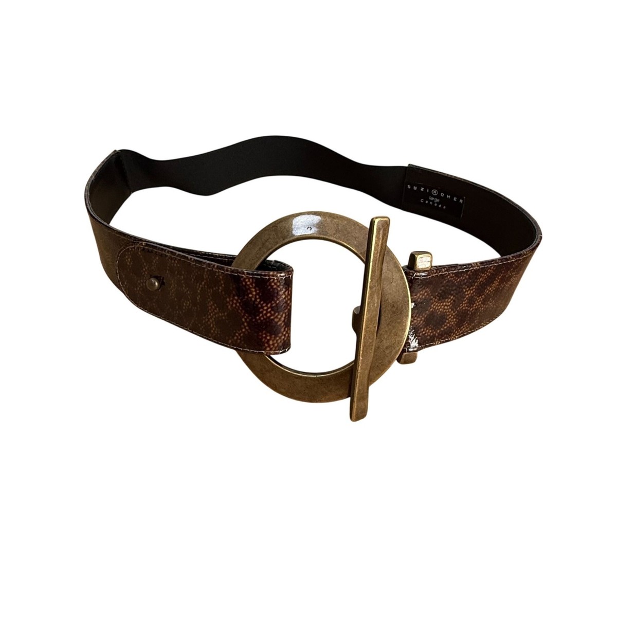 Suzi Roher Statement Belt Large Brass Circle Clasp Elastic  display picture 2