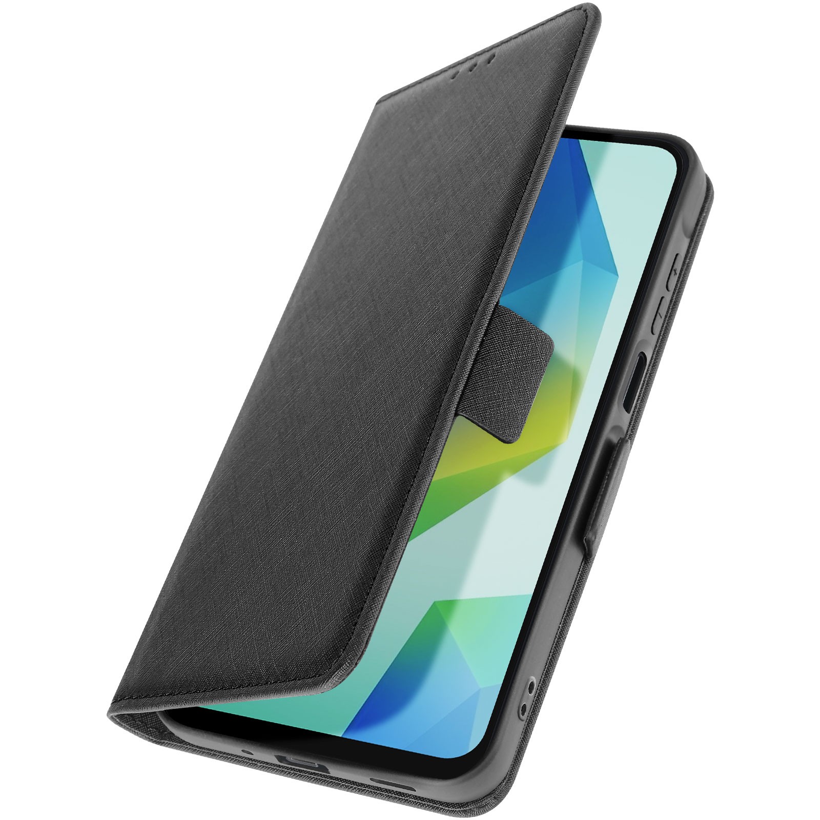 Étui clapet Samsung Galaxy A16 avec support vidéo et porte-carte intégré noir