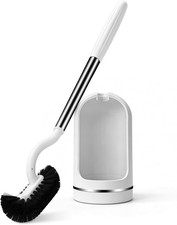 Toilet Brush and Holder Set, Deep Under-Rim Cleaning, Vented Holder, White