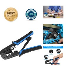 Ergonomic RJ45 Crimp Tool for Cat5, Cat5e, Cat6 - Precision Cutting Stripping