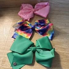 3 JoJo Siwa rainbow tie dye Pink Green Big hair bows Birthday Clips Girls