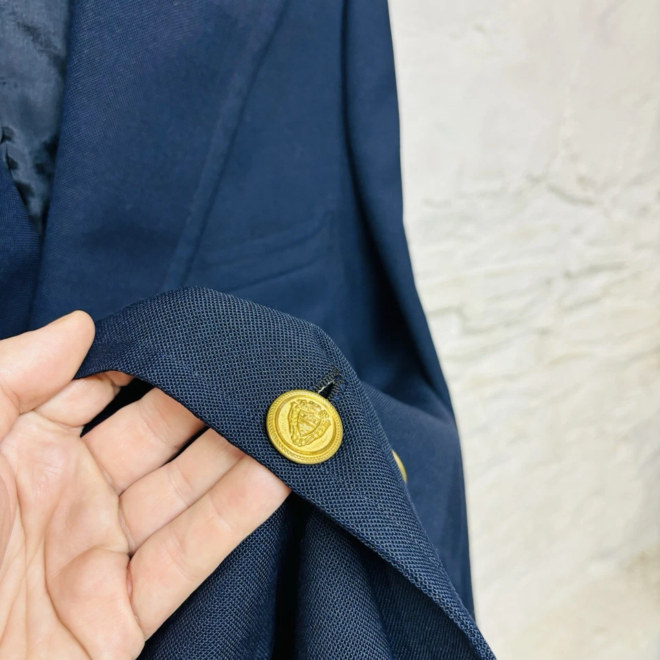 Blazer Austin Reed Doble Pecho 6 Botones Azul Marino Vintage Dorado Botones Pico 42 R Foto 4 de 4
