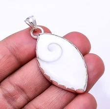 Natural Shiva Eye Shell-Turkey Gemstone 925 Sterling Silver Pendant 1.95" P56