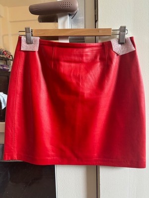 Mackage red leather mini skirt