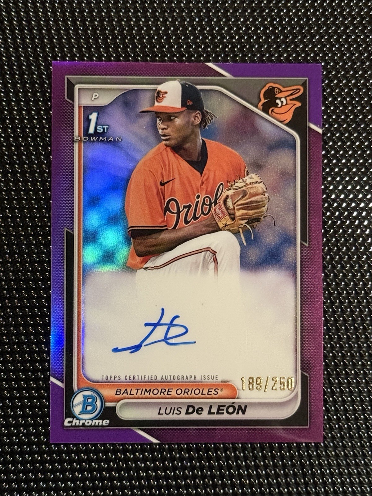 Luis De Leon 2024 Bowman Chrome Baseball 1st Chrome Auto Purple Refractor /250