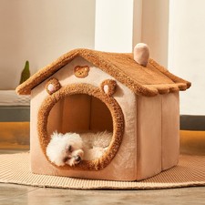 Dog House Dog Bed with Cover Cave with Non-Slip Bottom, M Size Tent Bed Up to...