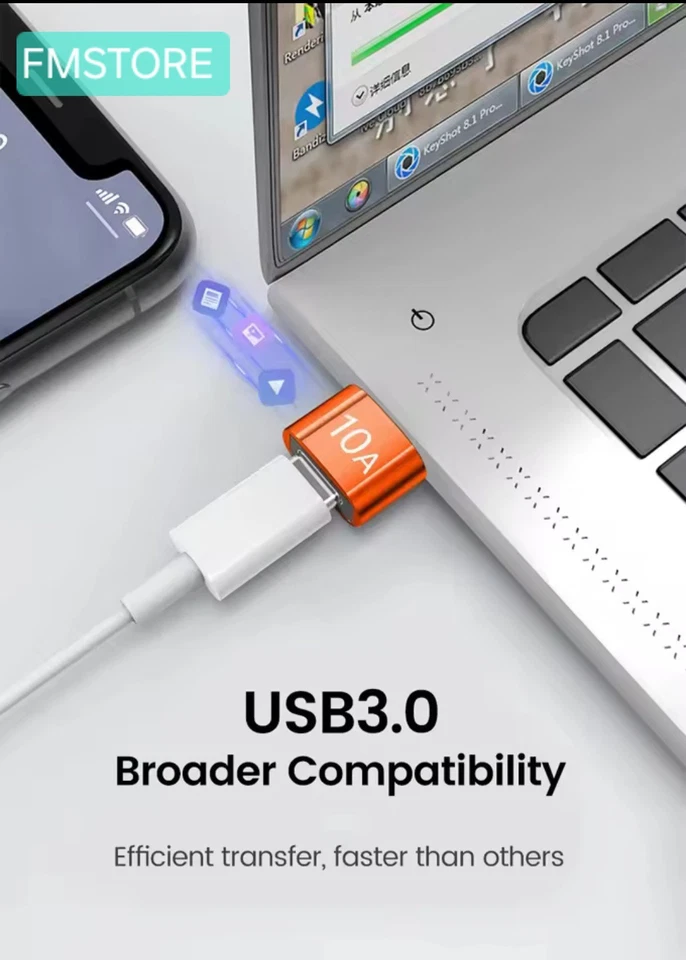 ADATTATORE OTG DA USB-A FEMMINA A USB C TIPO C MASCHIO CONVERTITORE UNIVERSALE A - Immagine 2 di 4
