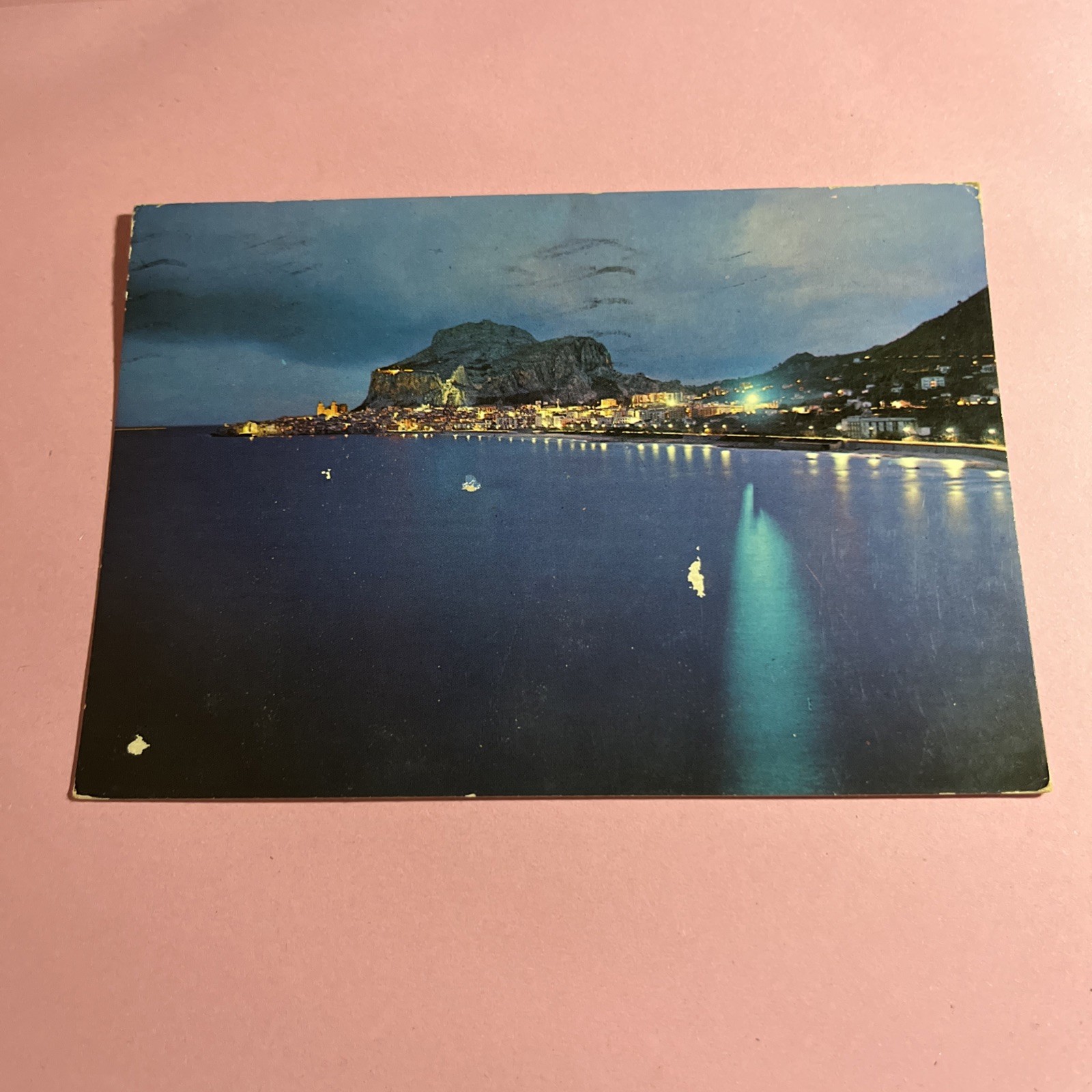 CARTOLINA A COLORI COLLEZIONE CEFALU' PANORAMA DI NOTTE - VIAGGIATA