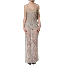 DOLCE & GABBANA Dress Gray Lace Corset Style Bodice Maxi IT40/US6/S RRP 4320usd