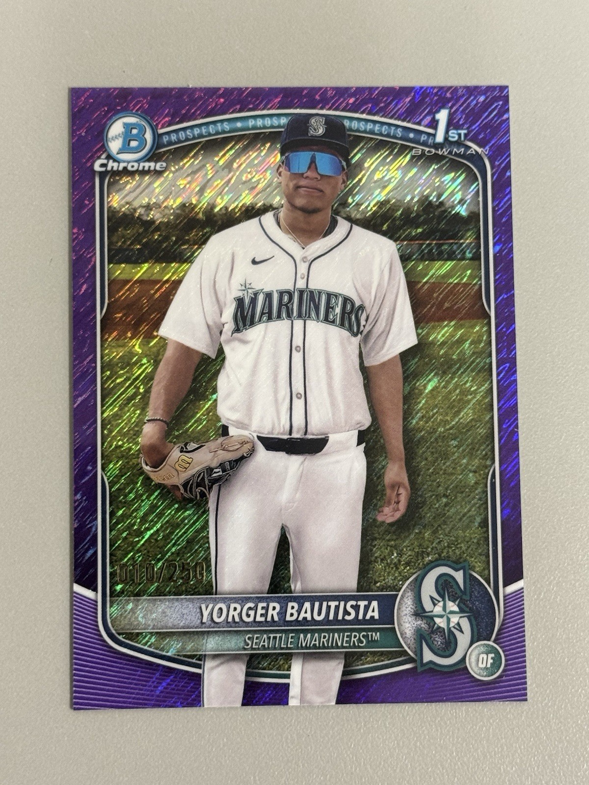 2025 Bowman Chrome Yorger Bautista 1st Purple Shimmer Refractor SP /250 BCP-194