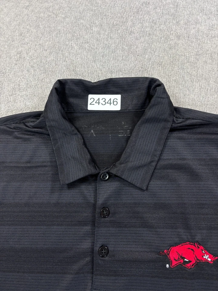 Arkansas Razorbacks Antigua Stitched Logo Campus Polo Shirt (Men's XL) Black - Image 4 of 4