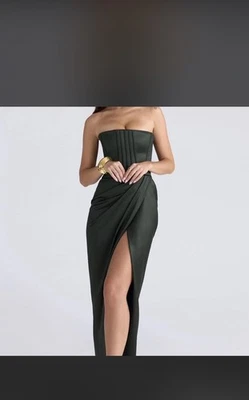 House of CB 'Carelle' Smaragd Satin Trägerloses Maxikleid / Größe L - US 8-10 / CA4027 - Bild 1 von 4