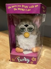 Vintage 1998 Furby Church Mouse Gray and White, Green Eyes, New Opened Box