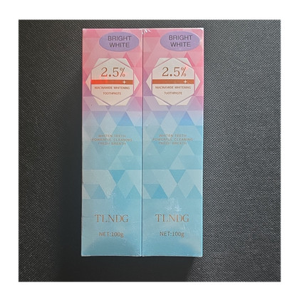  2 PACK TLNDG 2.5% Niacinamide 2 Whitening Toothpaste Bright White 100g 3.53oz