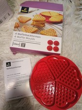 NEU 4 Tchibo Silikon Waffelbackformen für Backofen - rund und rot