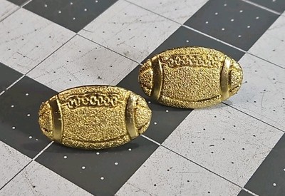 Two Vintage High School Varsity Football Letter Lapel Pin Gold Color Brass NOS