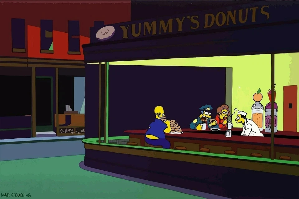 The Simpsons Edward Hopper Simpsonized Nighthawk Poster print 14"x20" home decor - Image 4 of 4