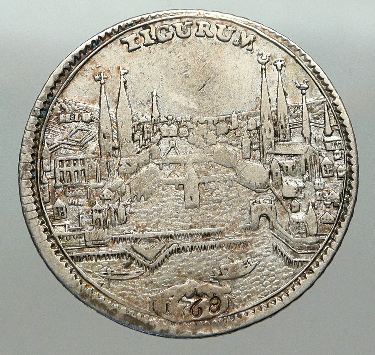 1768 SWITZERLAND Swiss Canton of ZURICH Old LION 1/2 Thaler Silver