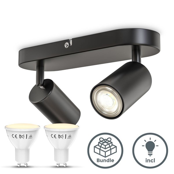 Led Spotleuchte Schwenkbar Retro Schwarz GU10 Deckenlampe Flur Schlafzimmer Spot-image