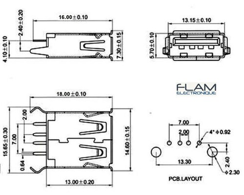 10x Connecteur à souder USB type A Femelle -10pcs Female USB connector to solder - Foto 2 di 4