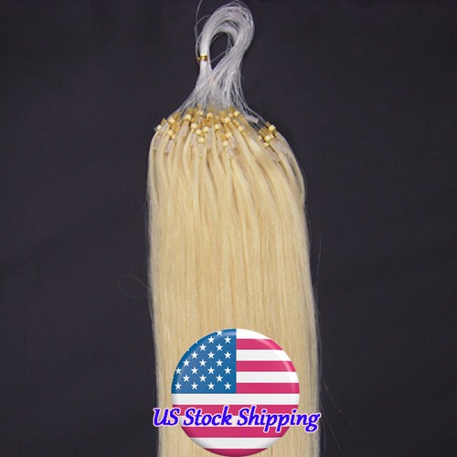 Micro Ring Loop Tip Remy Human Hair Extensions Silky Straight Micro Bead Link US - Picture 49 of 84