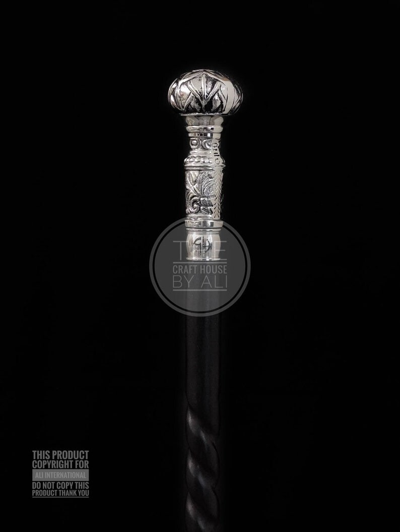 Designer Solid Silver Brass Head Handle Victorian… - image 5