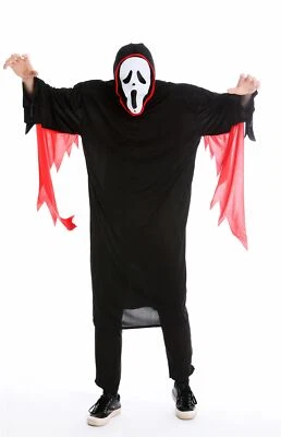 Disfraz Unisex Halloween Fantasma Horror Asesino en Serie Negro Talla S/M - Imagen 1 de 4